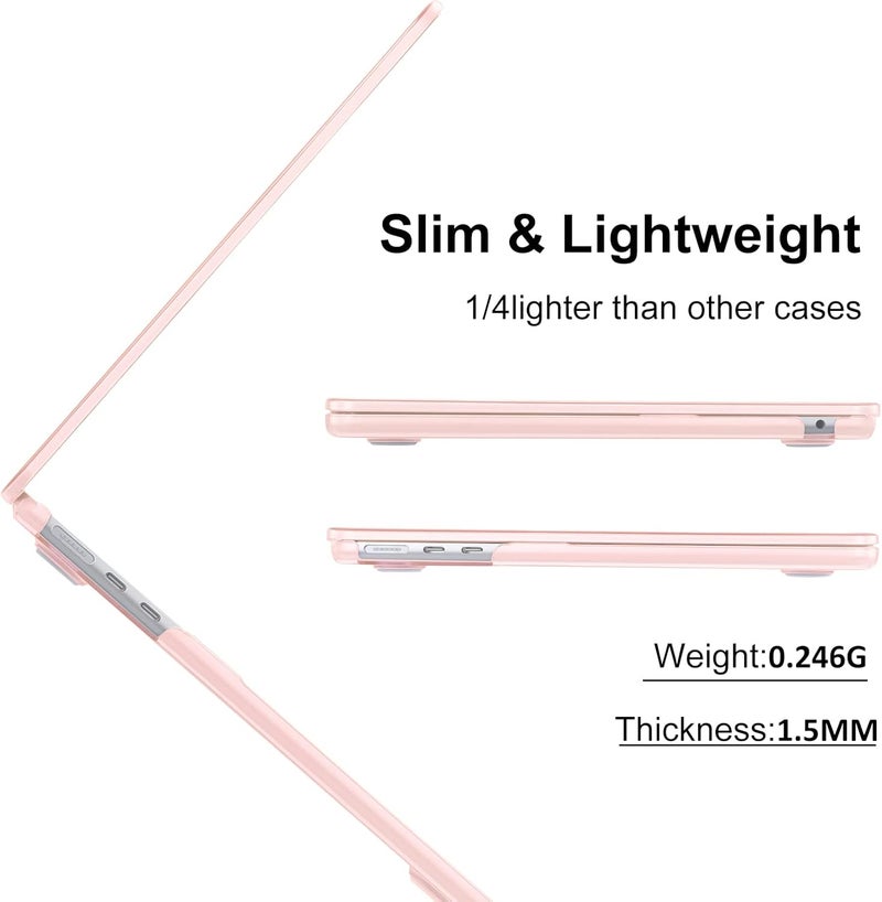 Eoocoo Case Compatible with MacBook Air 15 inch 2026 2025-2023 Release M4 A3241 M3 A3114 M2 A2941 Liquid Retina Display, Plastic Hard Shell Case & Keyboard Cover & Screen Protector, Crystal Pink - Image 2